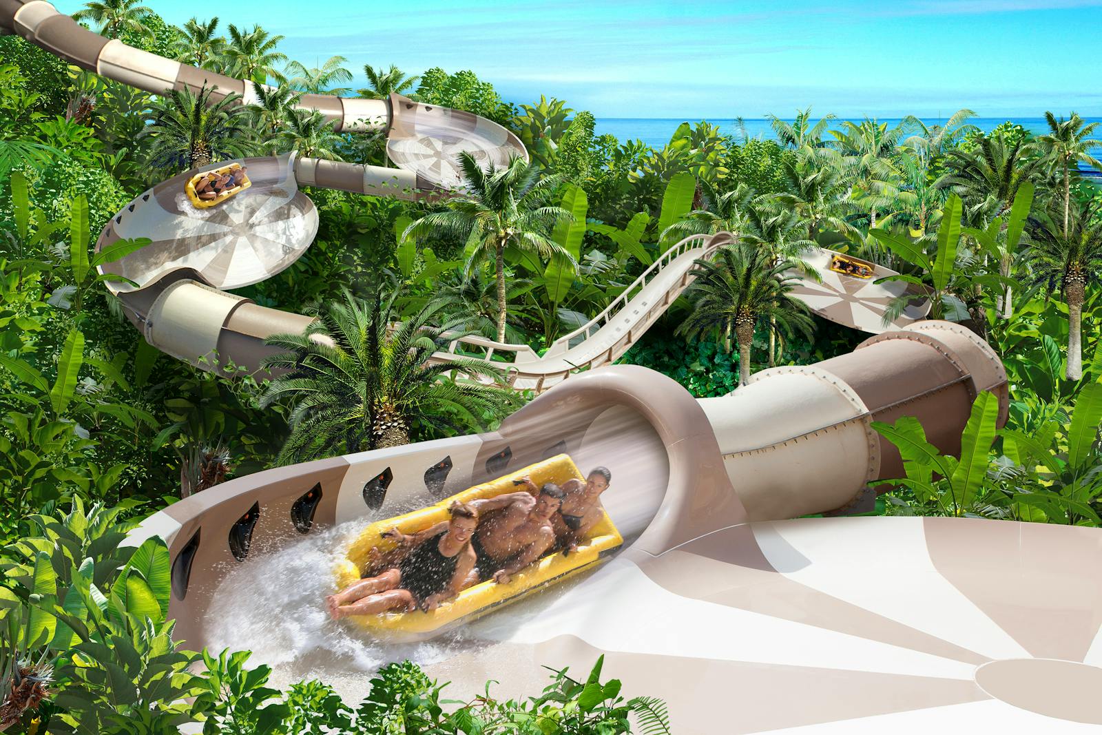 Spektakuläre Wasserrutsche im Siam Park
